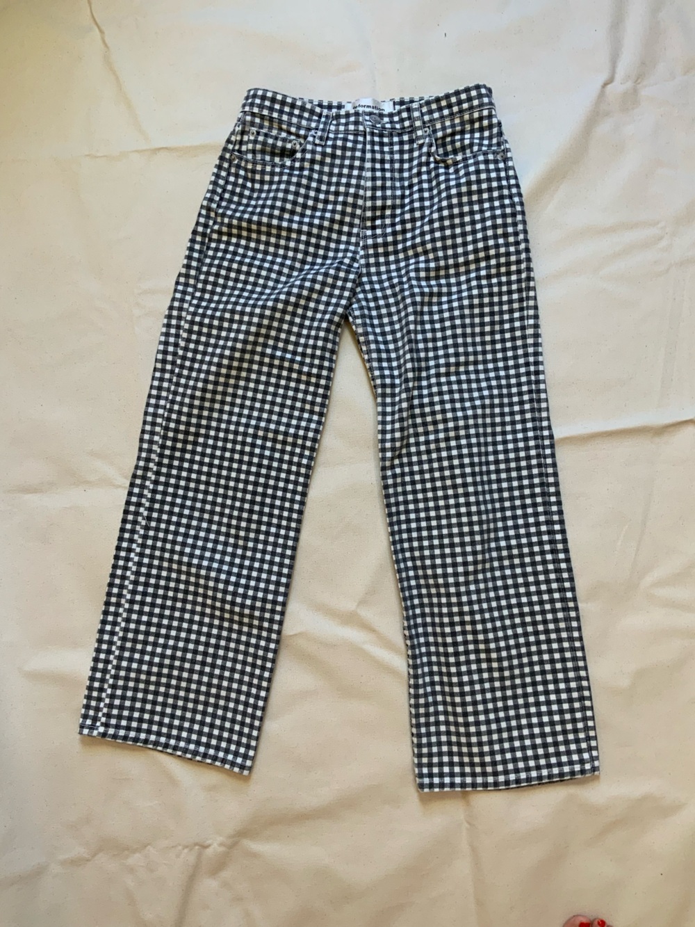 Reformation Fawcett Jeans Womens 27 Gingham Denim Wide Leg Mia Wash